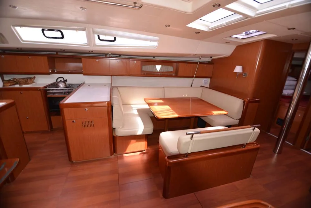 Galley of Captain John, a Beneteau Oceanis 54 sailboat at Salamina Municipal Unit, Greece