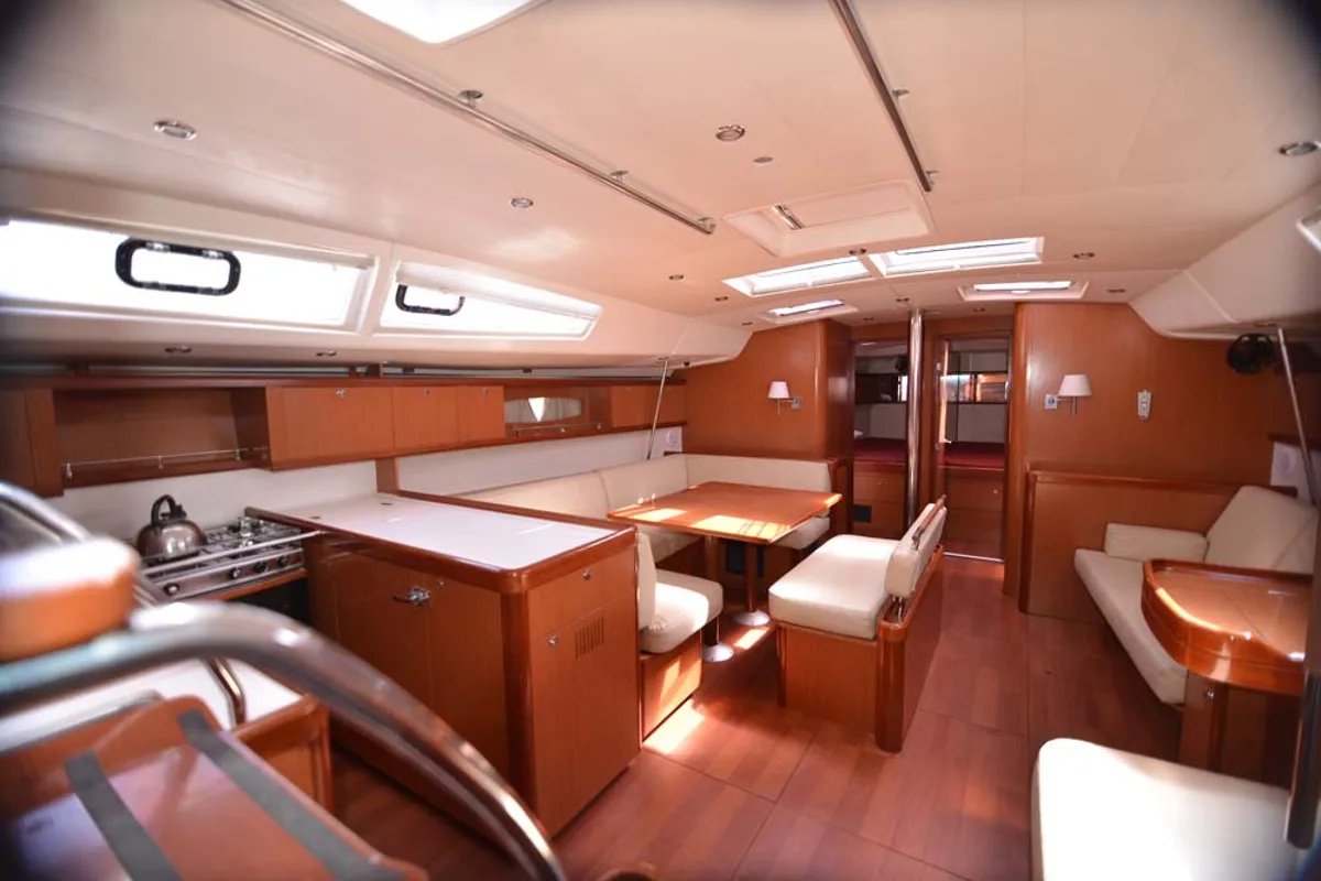 Salon of Captain John, a Beneteau Oceanis 54 sailboat at Salamina Municipal Unit, Greece