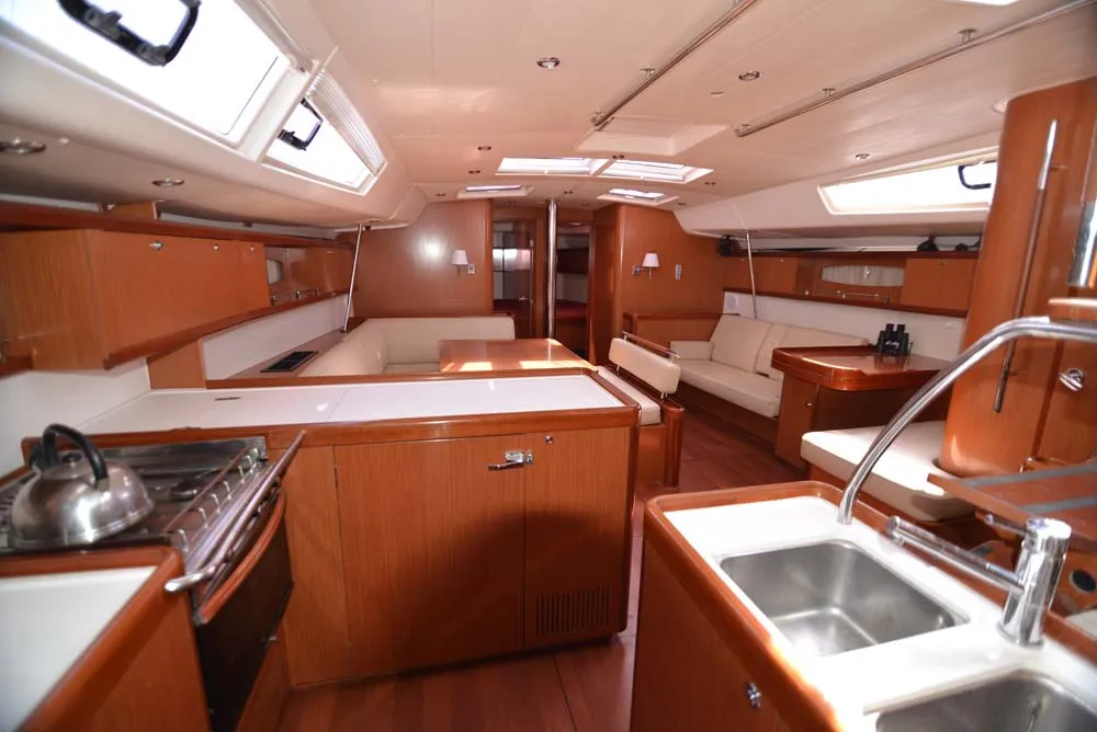 Salon of Captain John, a Beneteau Oceanis 54 sailboat at Salamina Municipal Unit, Greece