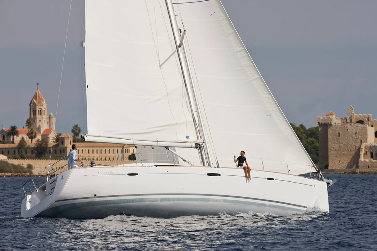 Exterior view of Captain John, a Beneteau Oceanis 54 sailboat at Salamina Municipal Unit, Greece