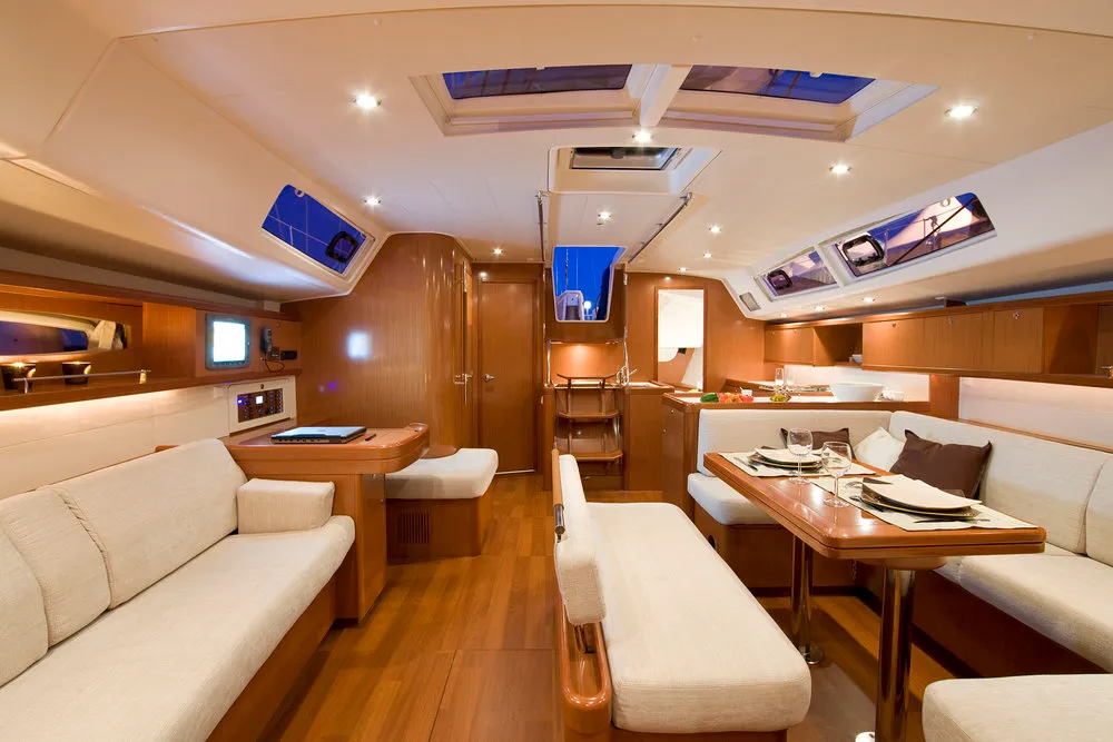 Salon of Captain John, a Beneteau Oceanis 54 sailboat at Salamina Municipal Unit, Greece