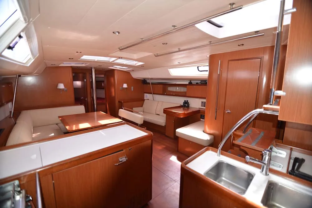 Salon of Captain John, a Beneteau Oceanis 54 sailboat at Salamina Municipal Unit, Greece