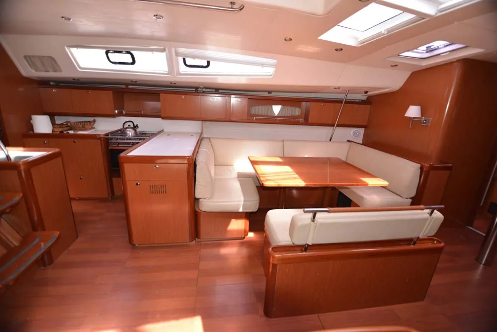 Salon of Captain John, a Beneteau Oceanis 54 sailboat at Salamina Municipal Unit, Greece