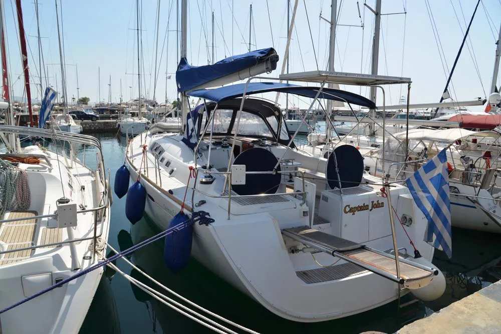 Exterior view of Captain John, a Beneteau Oceanis 54 sailboat at Salamina Municipal Unit, Greece
