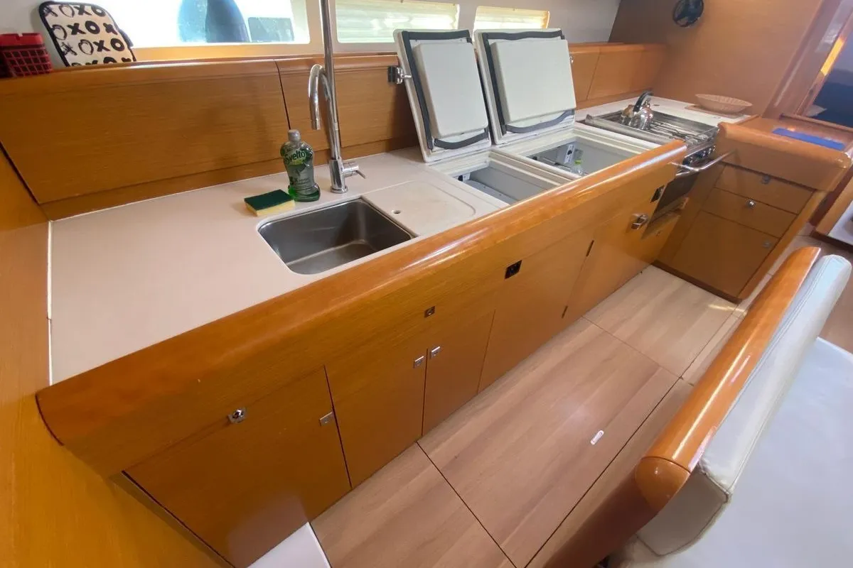 Galley of Skopelos, a Jeanneau Sun Odyssey 519 sailboat at Lavrion, Greece
