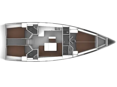 Floor plan of S/Y Orsalia, a Bavaria Cruiser 46 sailboat at Preveza, Greece