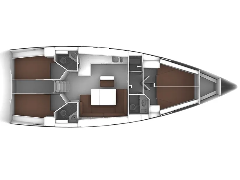 Floor plan of S/Y Orsalia, a Bavaria Cruiser 46 sailboat at Preveza, Greece