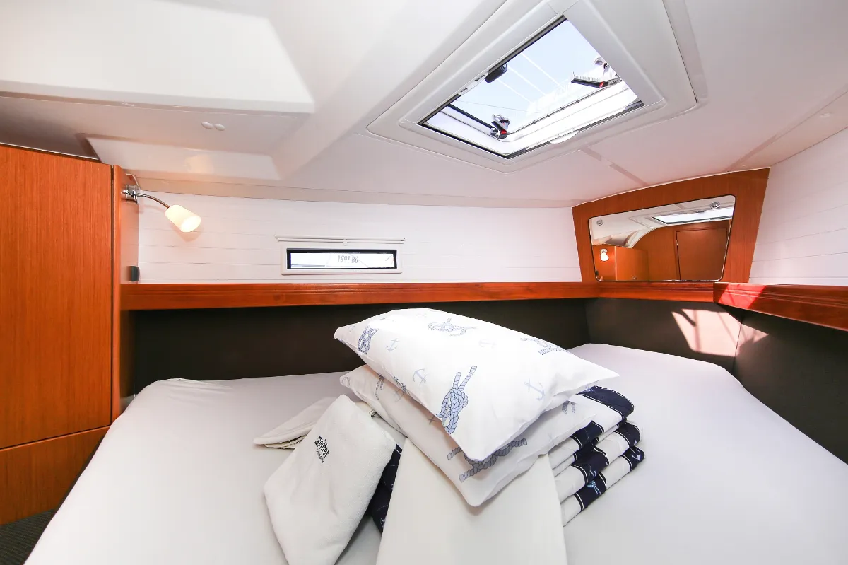 Cabin on Morellina, a Bavaria Cruiser 41 sailboat at Grad Pula, Croatia