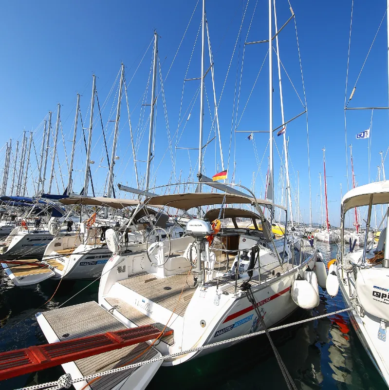 Exterior view of Morellina, a Bavaria Cruiser 41 sailboat at Grad Pula, Croatia