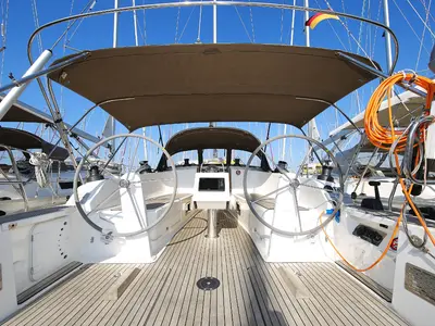 Cockpit of Morellina, a Bavaria Cruiser 41 sailboat at Grad Pula, Croatia