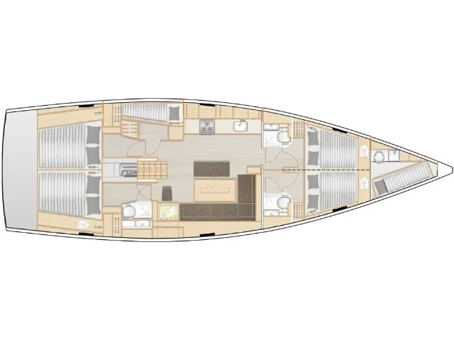 Floor plan of AF-H508, a Hanse 508 sailboat at Athens, Greece