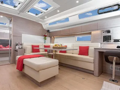 Salon of AF-H508, a Hanse 508 sailboat at Athens, Greece