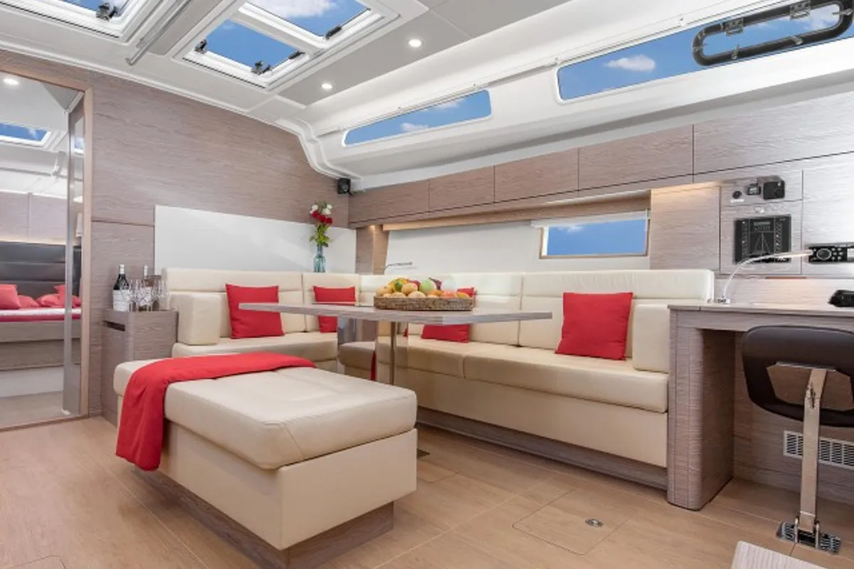 Salon of AF-H508, a Hanse 508 sailboat at Athens, Greece