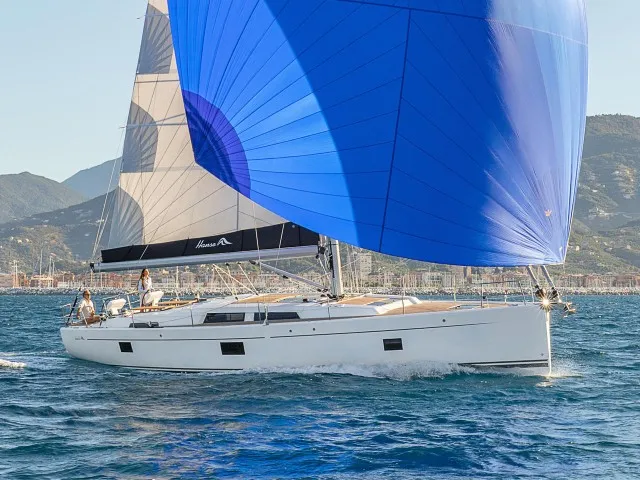 Exterior view of AF-H508, a Hanse 508 sailboat at Athens, Greece