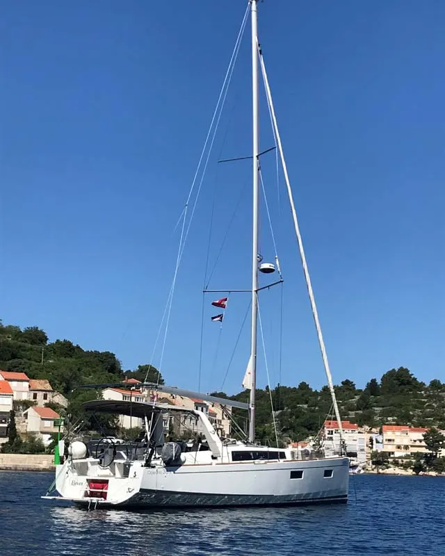 Exterior view of Eleven, a Beneteau Oceanis 38.1 sailboat at Split, Croatia