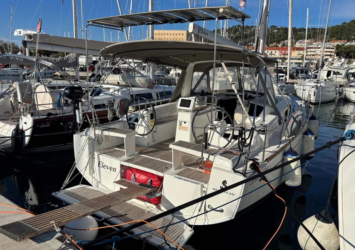 Cockpit of Eleven, a Beneteau Oceanis 38.1 sailboat at Split, Croatia