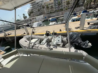 Deck of Keysmet, a Bali 4.6 catamaran at Agios Stefanos, Greece