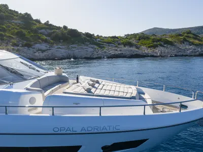 Deck of Opal Adriatic, a Sunseeker 75 motor yacht at Seget Donji, Croatia