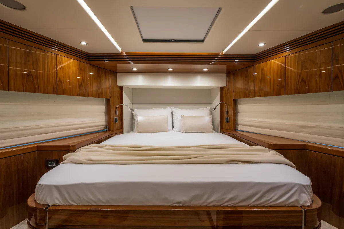 Cabin on Opal Adriatic, a Sunseeker 75 motor yacht at Seget Donji, Croatia