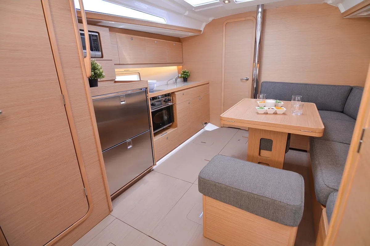 Galley of Bellini, a Dufour 390 Grand Large sailboat at Kontokali, Greece