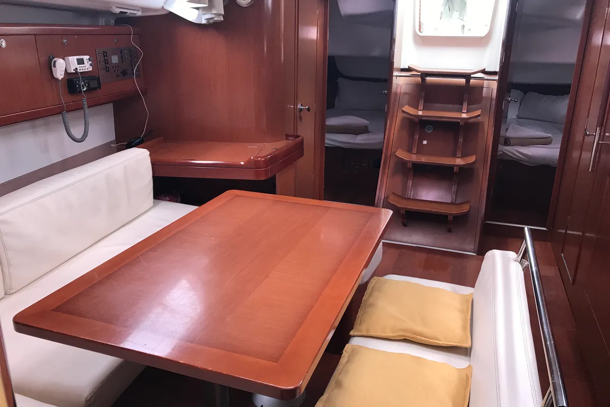 Salon of Libra, a Beneteau Oceanis 43 sailboat at Olbia, Italy