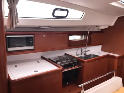 Galley of Libra, a Beneteau Oceanis 43 sailboat at Olbia, Italy