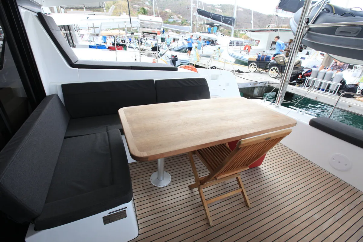 Deck of Stella, a Lagoon 42 catamaran at Road Town, British Virgin Islands