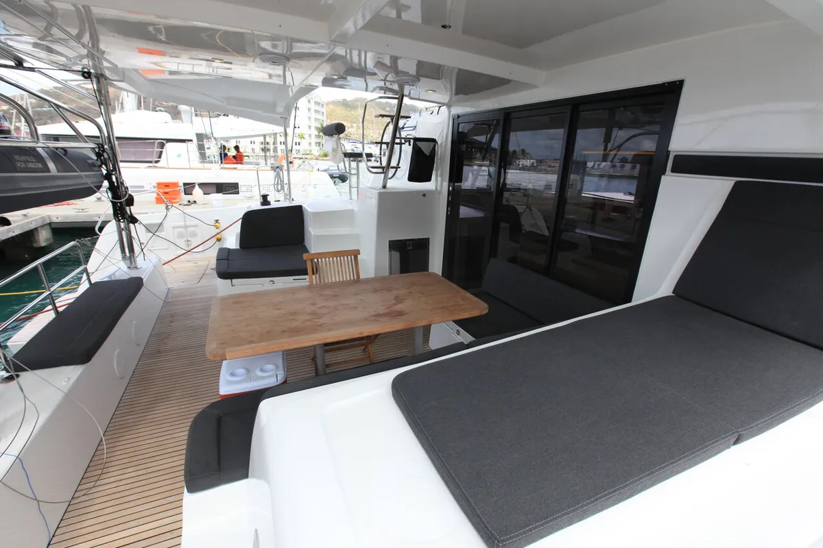 Deck of Stella, a Lagoon 42 catamaran at Road Town, British Virgin Islands