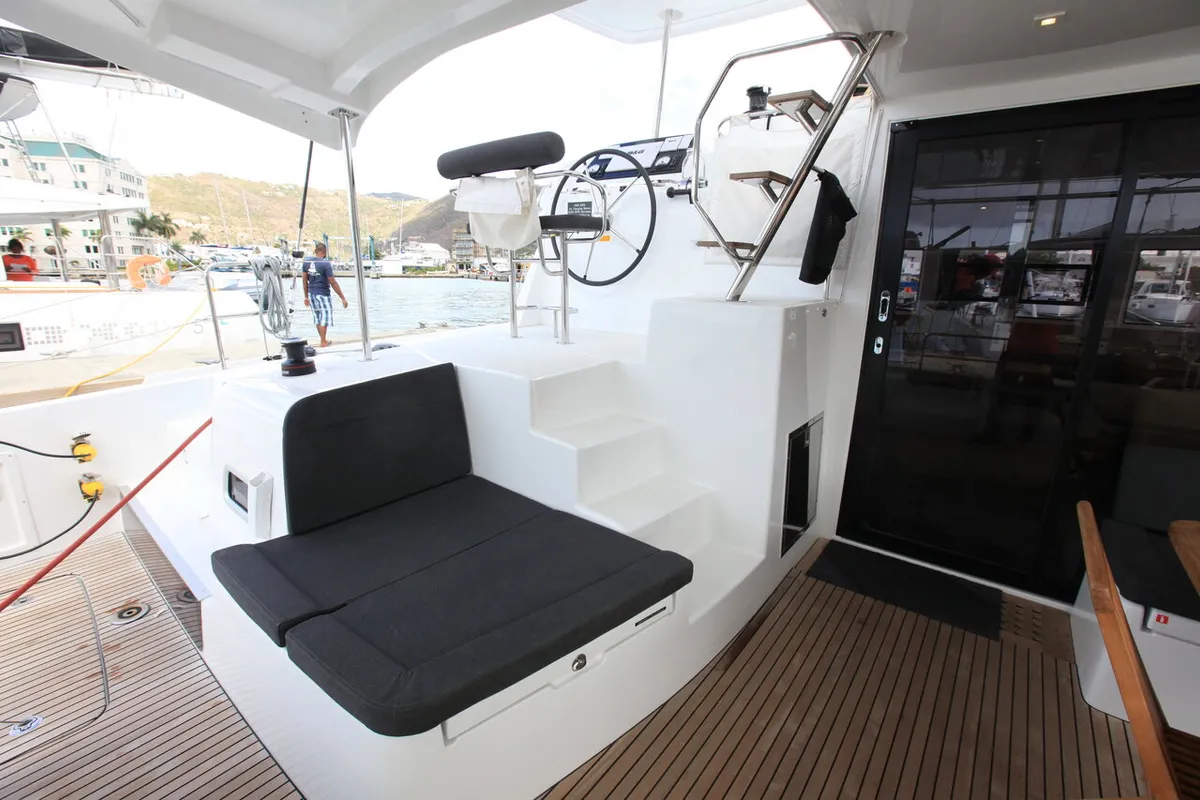 Deck of Stella, a Lagoon 42 catamaran at Road Town, British Virgin Islands