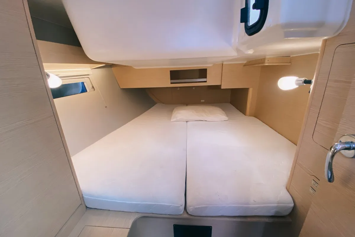 Cabin on Nafrayou, a Dufour 390 GL sailboat at Marseille, France