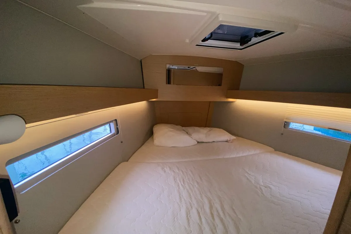 Cabin on Nafrayou, a Dufour 390 GL sailboat at Marseille, France