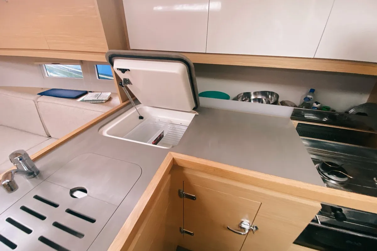 Galley of Nafrayou, a Dufour 390 GL sailboat at Marseille, France