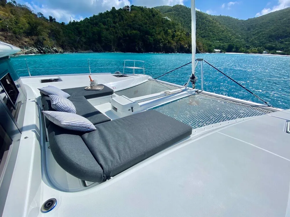 Deck of Maryna, a Lagoon 46 catamaran at Roche Caiman, Seychelles