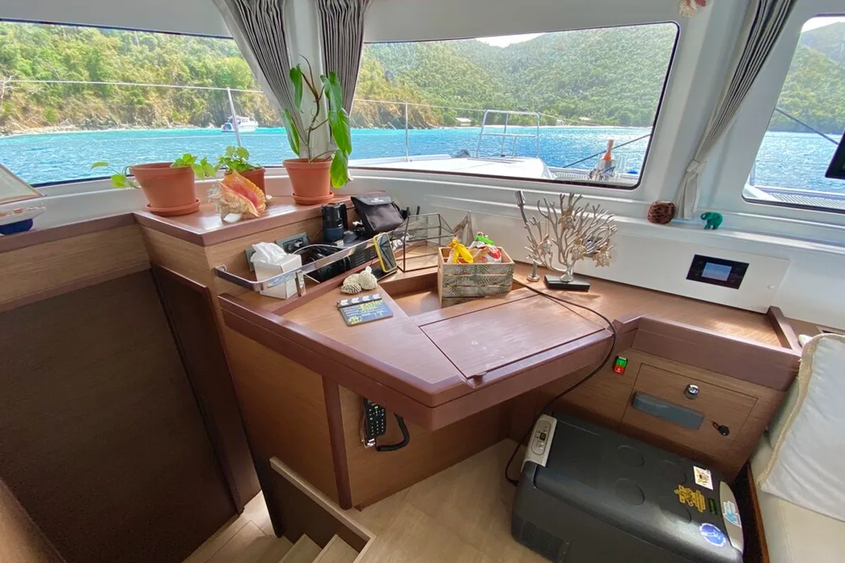Galley of Maryna, a Lagoon 46 catamaran at Roche Caiman, Seychelles