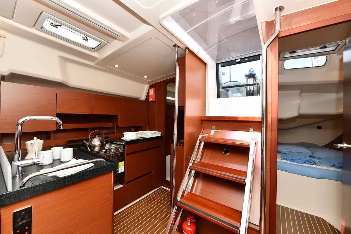 Galley of Sarsala, a Hanse 458 sailboat at Fethiye, Turkey