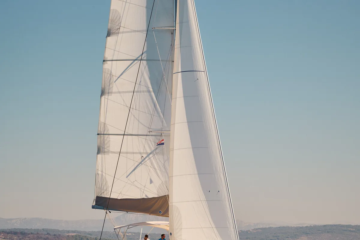 Exterior view of Gemini, a Lagoon 46 catamaran at Trogir, Croatia