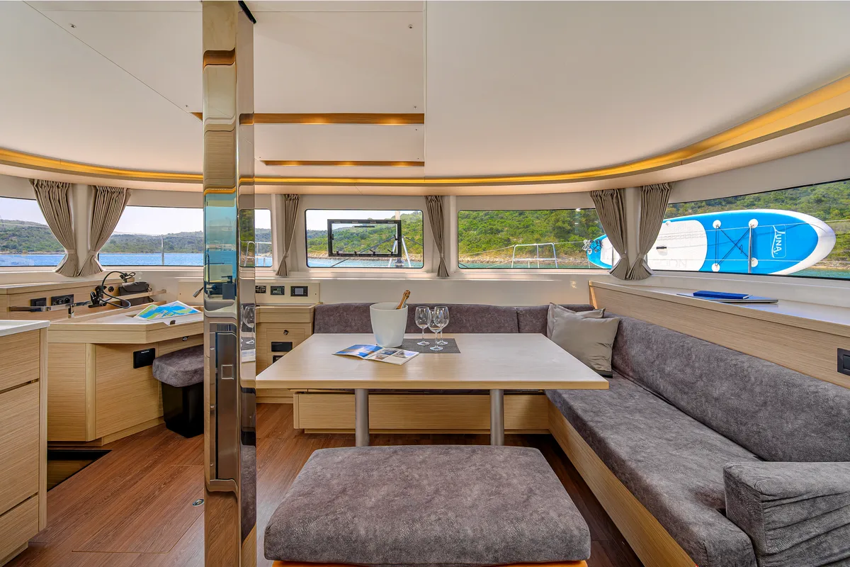 Salon of Gemini, a Lagoon 46 catamaran at Trogir, Croatia
