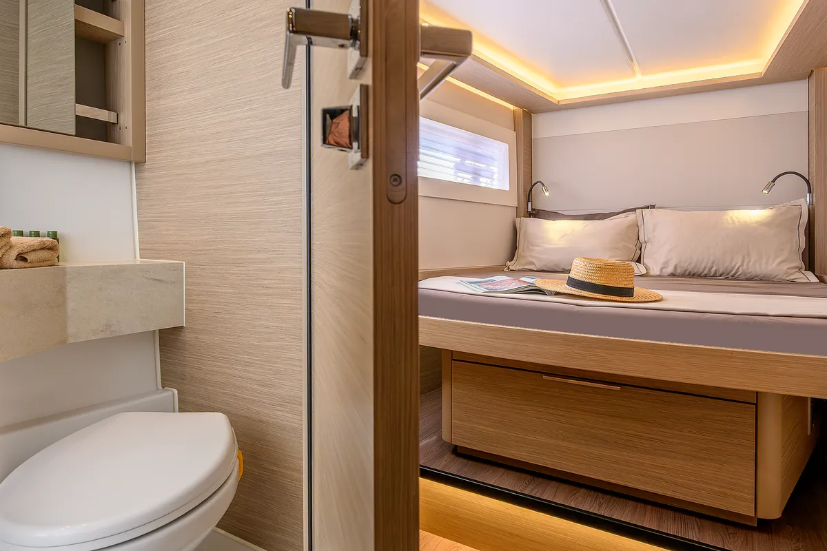 Cabin on Gemini, a Lagoon 46 catamaran at Trogir, Croatia