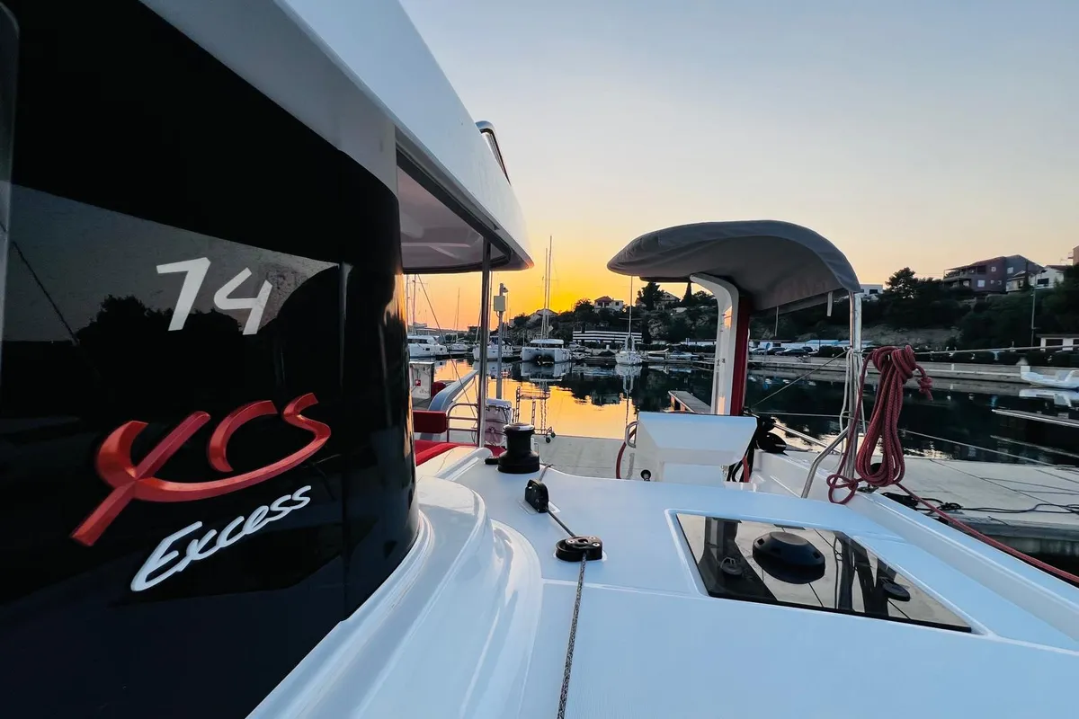Exterior view of ARABELLA, a Excess 14 catamaran at Šibenik, Croatia
