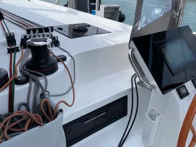 Cockpit of ARABELLA, a Excess 14 catamaran at Šibenik, Croatia