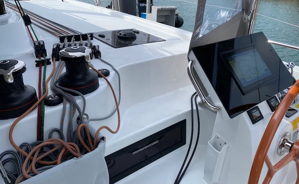 Cockpit of ARABELLA, a Excess 14 catamaran at Šibenik, Croatia