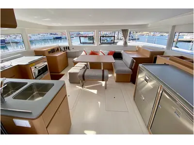 Salon of ARABELLA, a Excess 14 catamaran at Šibenik, Croatia