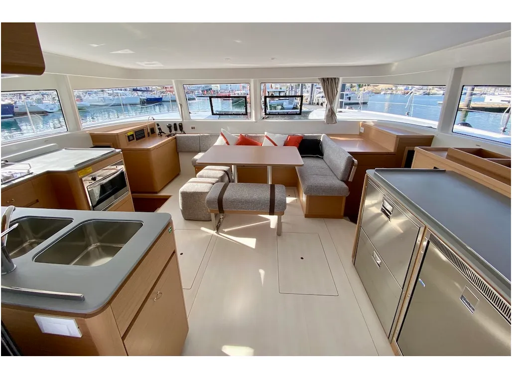 Salon of ARABELLA, a Excess 14 catamaran at Šibenik, Croatia