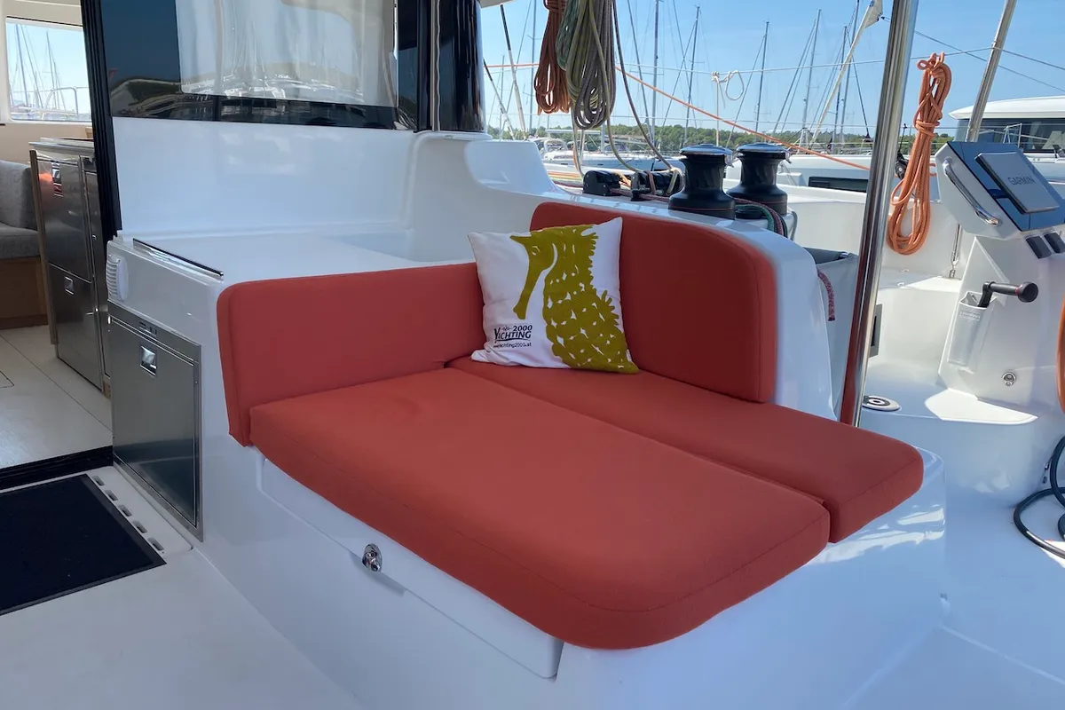 Deck of ARABELLA, a Excess 14 catamaran at Šibenik, Croatia