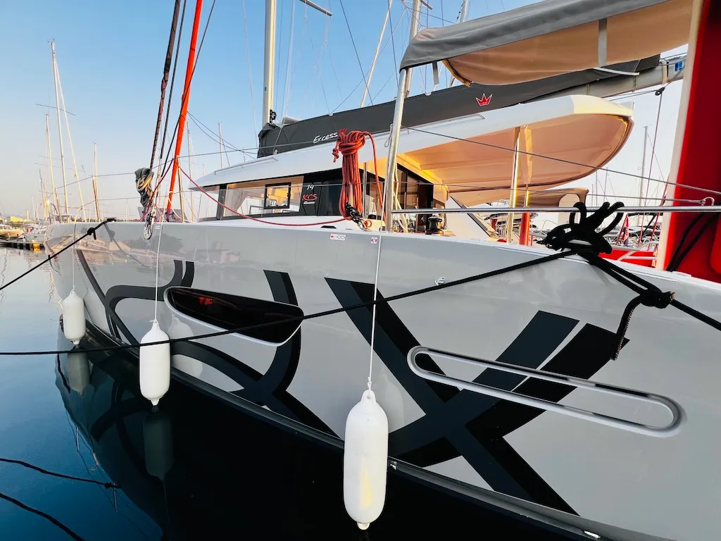 Exterior view of ARABELLA, a Excess 14 catamaran at Šibenik, Croatia