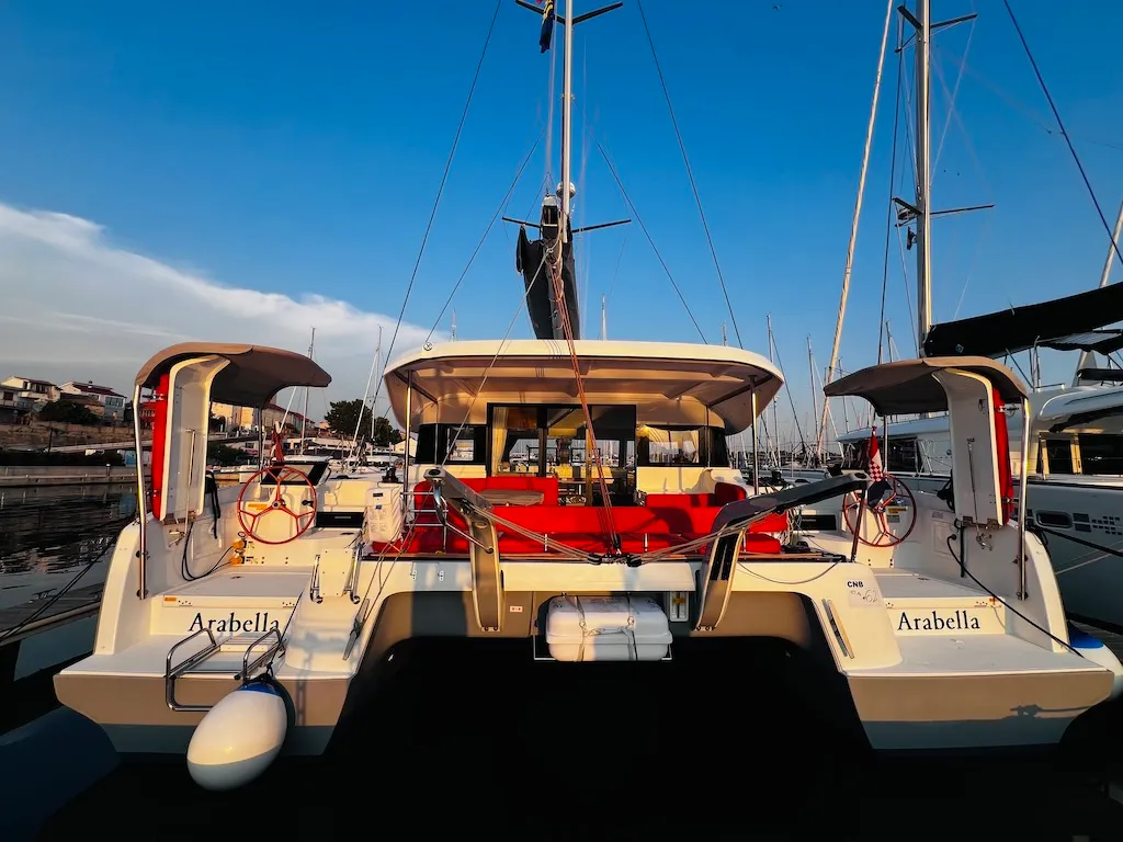 Exterior view of ARABELLA, a Excess 14 catamaran at Šibenik, Croatia