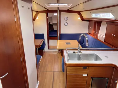 Galley of Minie, a Hanse 370 sailboat at Heiligenhafen, Germany
