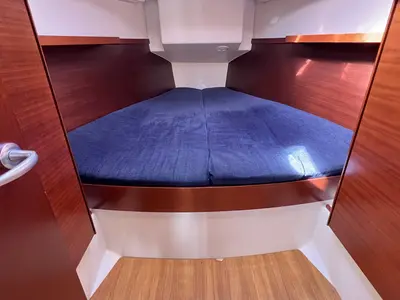 Cabin on Minie, a Hanse 370 sailboat at Heiligenhafen, Germany