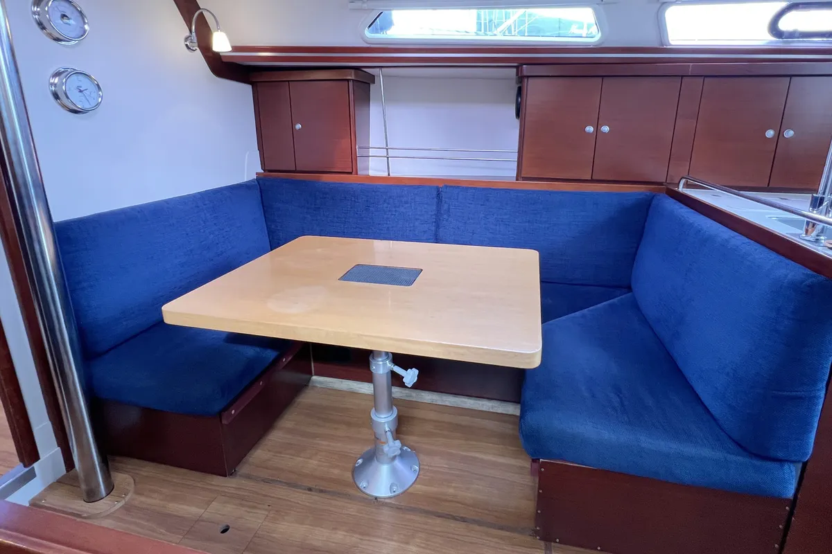 Salon of Minie, a Hanse 370 sailboat at Heiligenhafen, Germany