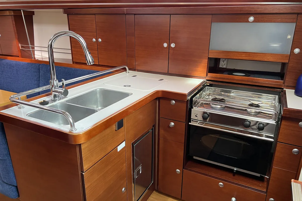 Galley of Minie, a Hanse 370 sailboat at Heiligenhafen, Germany